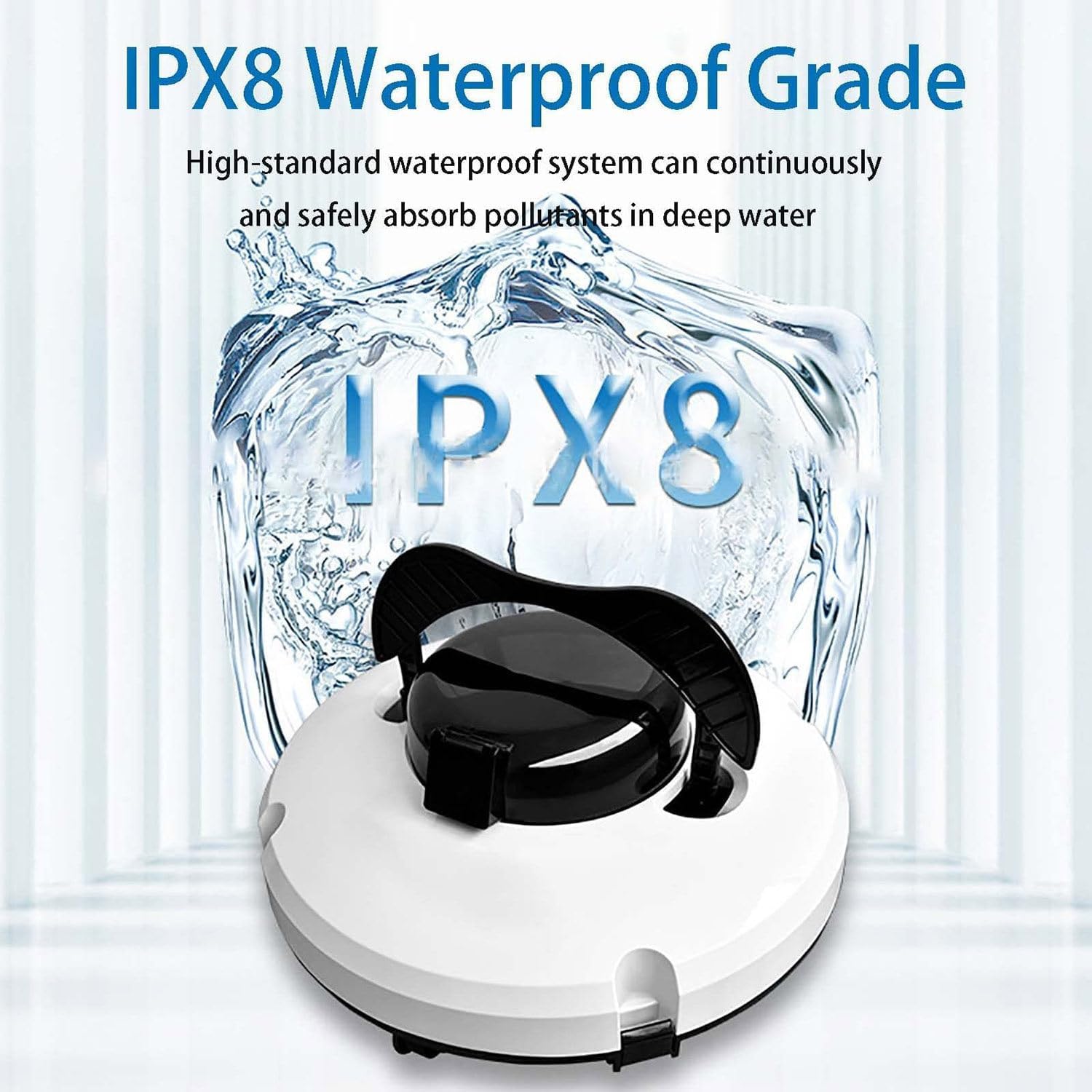 Pool Cleaning Robot Lasts 120 Minutes, Self Parking, Dual Motor, IPX8 Waterproof, Cordless Pool Cleaning Robot with Battery, for above Ground/Inground Shallow Pools up to 100m²