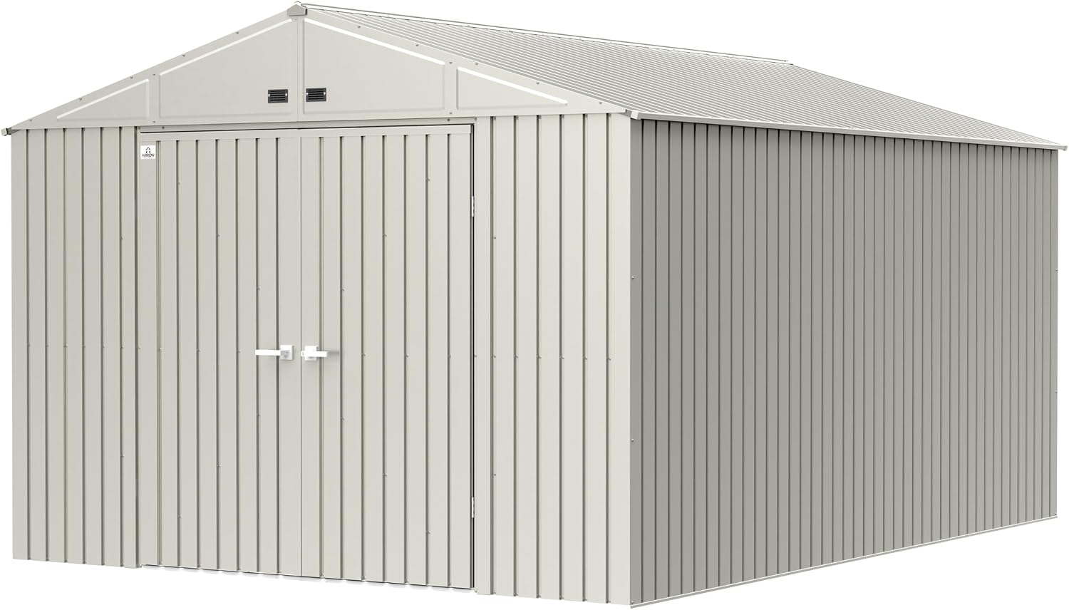 Arrow Shed Elite 10' x 14' Tall Outdoor Steel Storage Shed with High Gable and Lockable Doors Storage Building, Cool Grey
