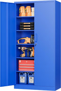 STANI Metal Garage Storage Cabinet with Lock, 71' Steel Lockable File Cabinet, Locking Steel Storage Cabinet with 5 Adjustable Shelves for Home, Office, Garage, Warehouse (Blue, 2 Door - 71' H)
