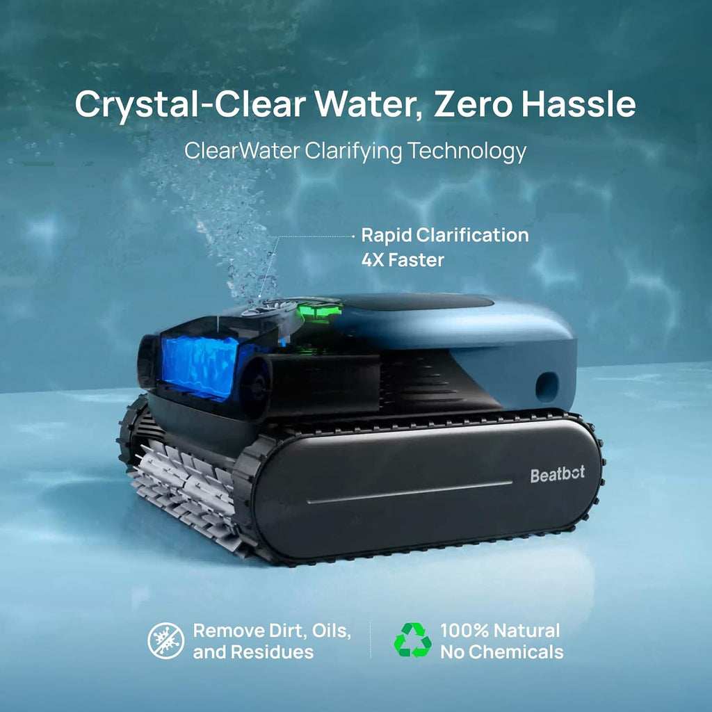 (2026 Upgrade) Beatbot A100 Pro Pool Robot Vacuum, 5-in-1 Cleaning with Smart Surface Parking, Clarifies & Skims Water, Ideal for Inground Pools up to 3,299 Sq.ft - Cobalt Blue