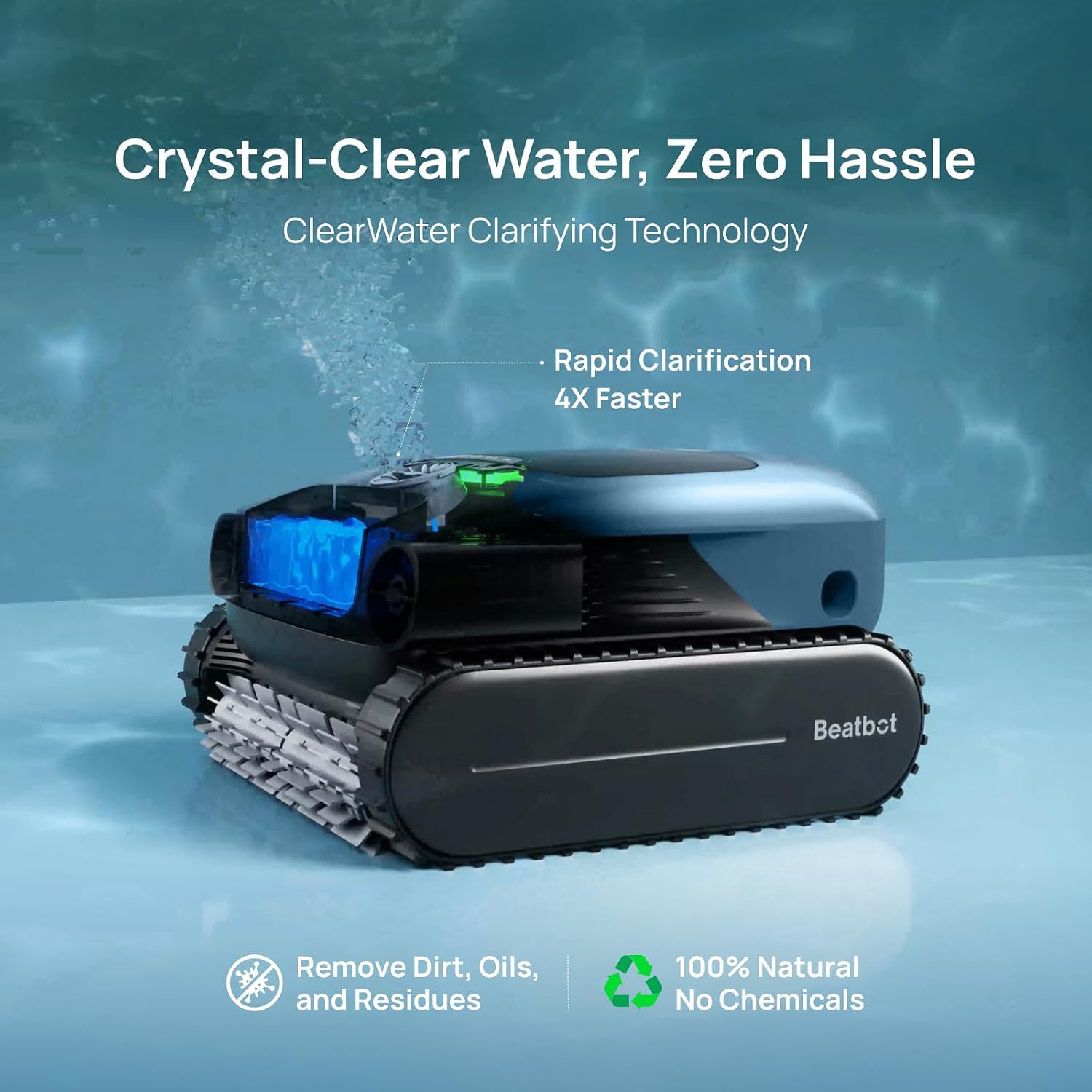 (2026 Upgrade) Beatbot A100 Pro Pool Robot Vacuum, 5-in-1 Cleaning with Smart Surface Parking, Clarifies & Skims Water, Ideal for Inground Pools up to 3,299 Sq.ft - Cobalt Blue