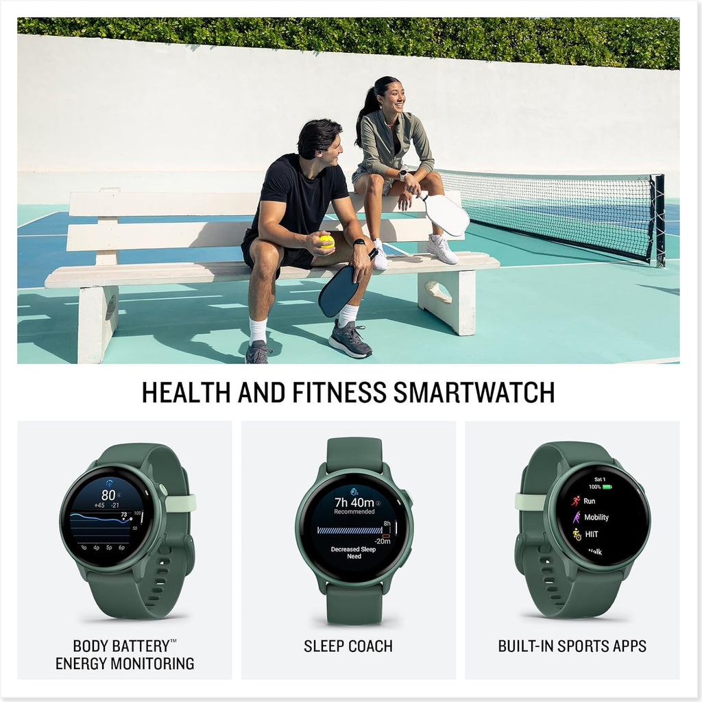 Garmin Vivoactive 6 Smartwatch Metallic Jasper Green with Jasper Green Band Best Fitness GPS Smart-Watch with AMOLED Display, 11-Day Battery, Advanced Activity Tracking Watch Bundle for Men &Women
