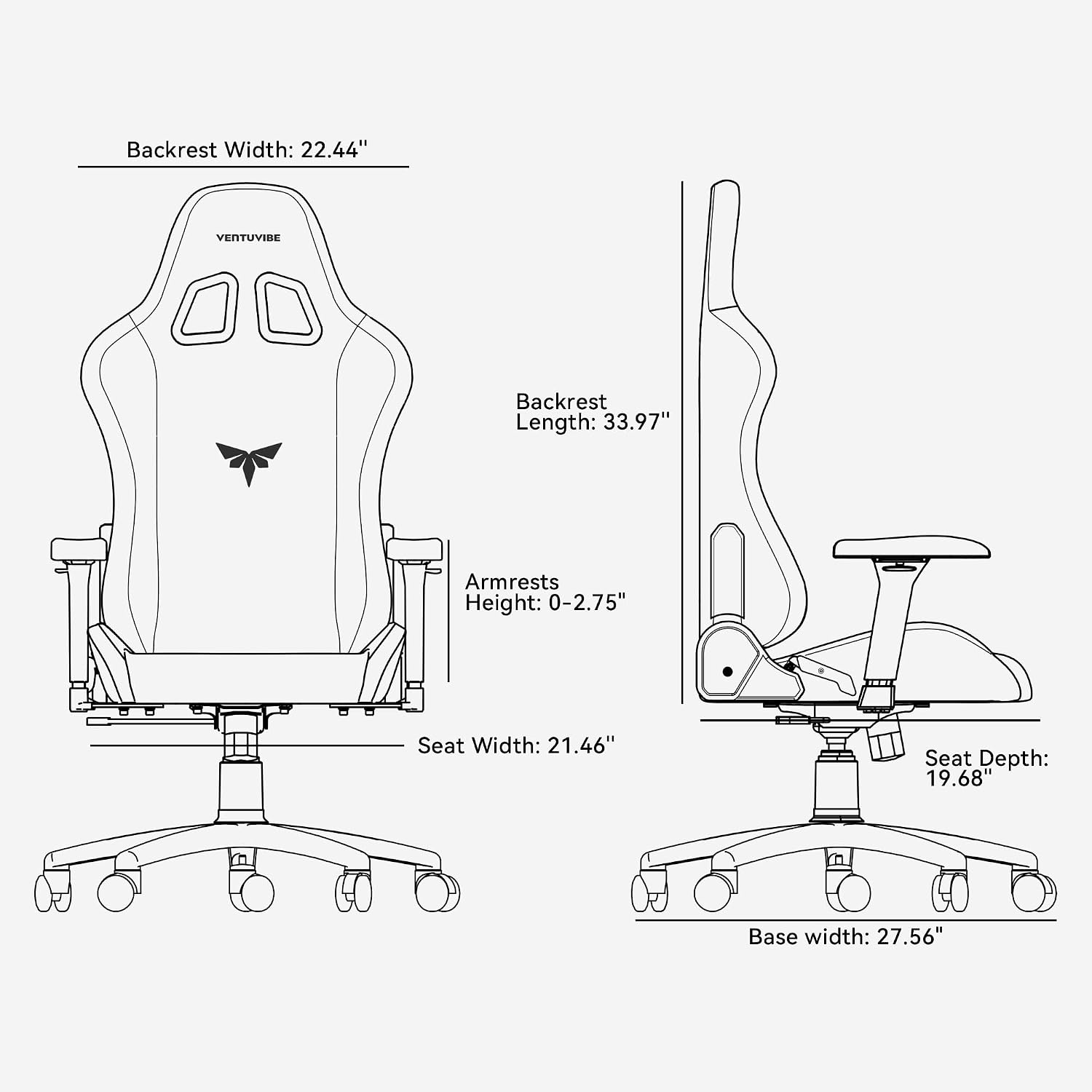 Gaming Chair 4D Adjustable Armrests - 170° Reclining & 320lb Capacity, High Back Ergonomic Computer Chair with Lumbar Support, Fabric Office Chair for Adults (Black)