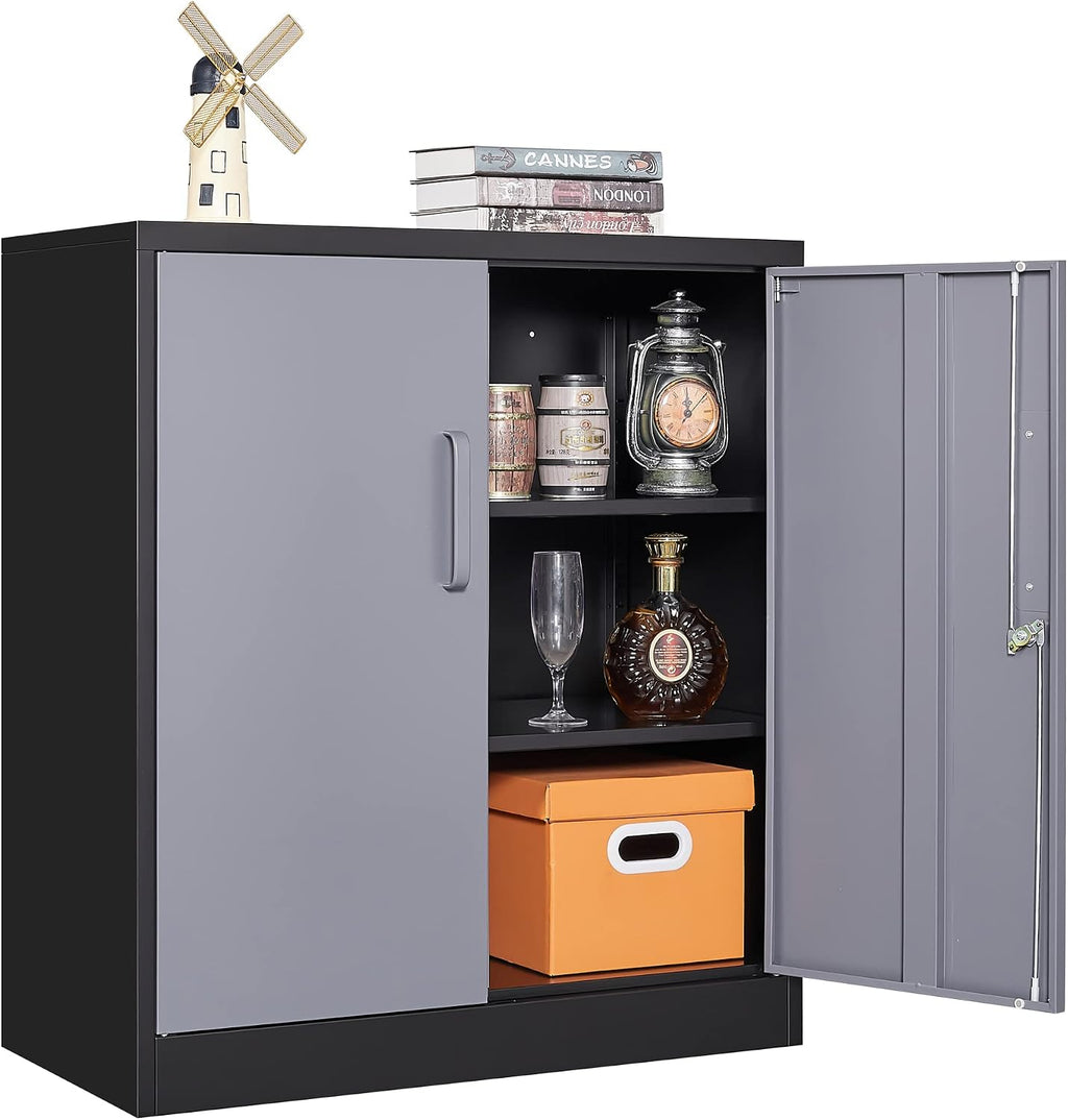 Letaya Metal Storage Cabinets with Lock Door and Shelves, Steel Garage Tool Cabinets for Home,Office, Warehouse,Lockers (36'-Black&Gray)