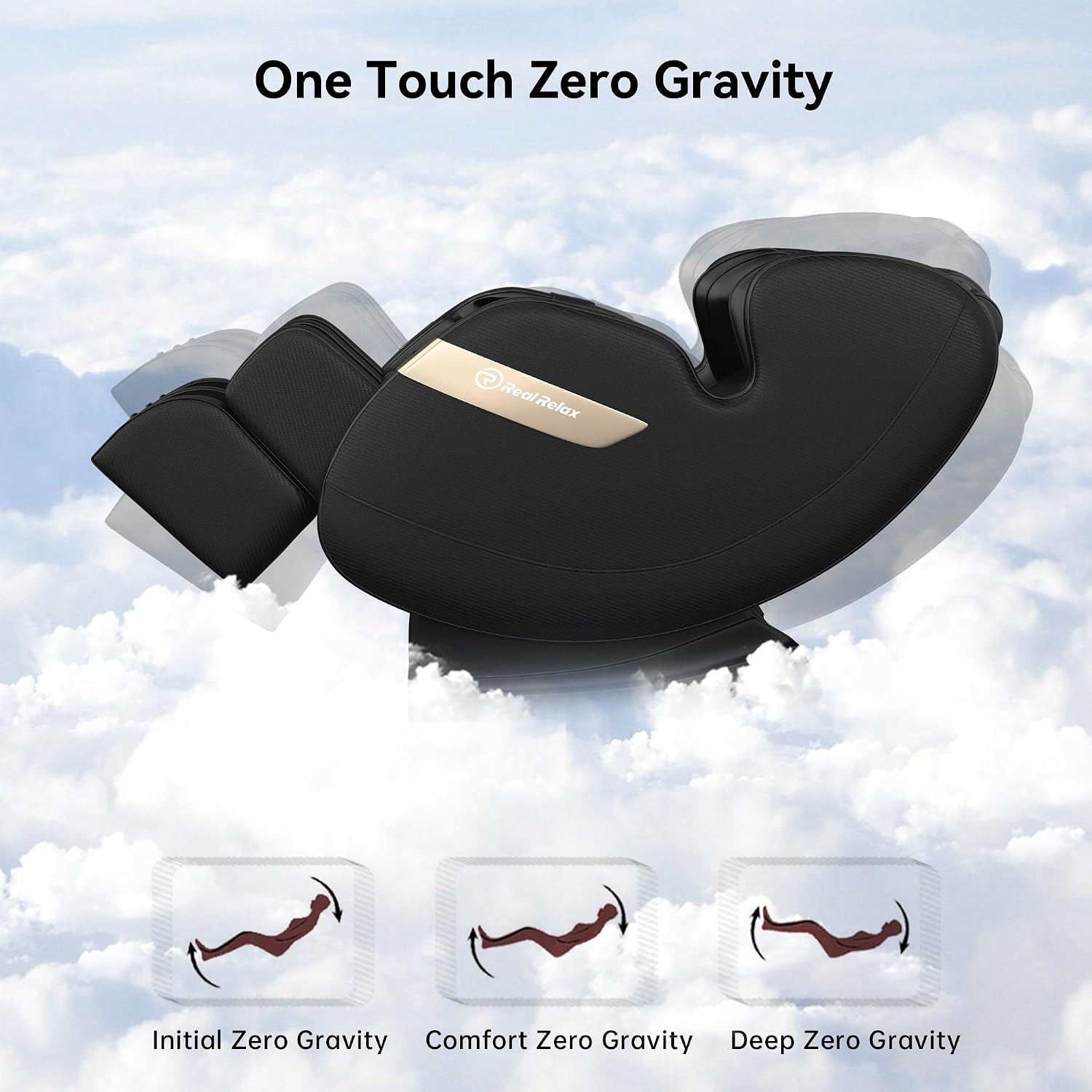 Real Relax Massage Chair Full Body of Dual Core S Track,Zero Gravity Realiner with App Control,Bluetooth,Foot Roller,Home or Office Use,Black and Gold