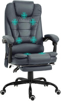 Vinsetto 7-Point Vibrating Massage Office Chair, High Back Computer Chair with Lumbar Support, Footrest, Reclining Back, Adjustable Height, Blue