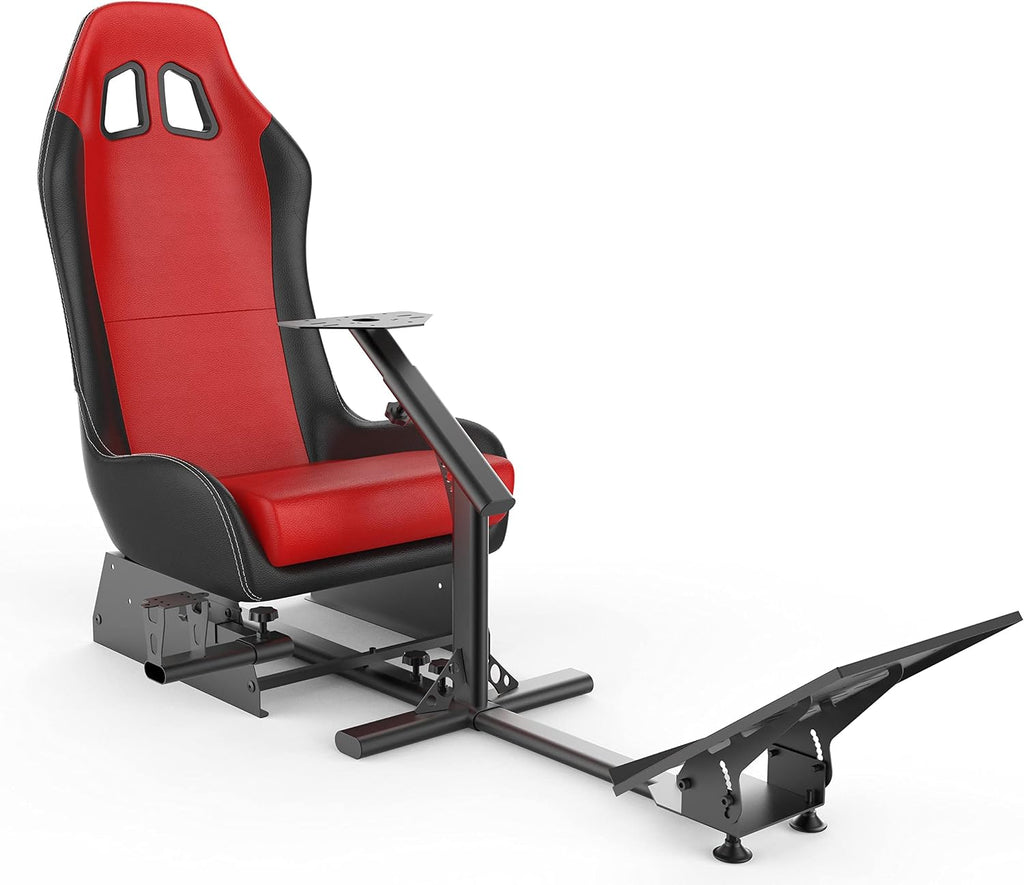 Sim Racing Cockpit with Seat | Compatible with G29 G920 G923 T248X T248 T300RS TX F458 T500RS| Easy to Install Racing Wheel Stand for PS5, Xbox, PC Gaming (Black/Red)