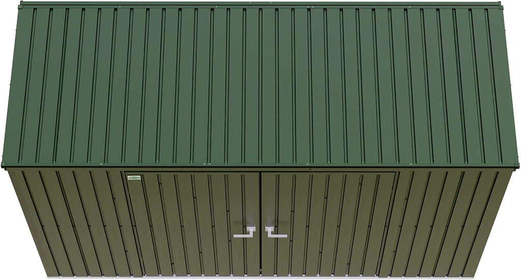 Scotts 10' x 4' Garden Storage Shed Outdoor Lockable Water-Resistant Steel Building with Tool Hanger and Pent Roof, Green