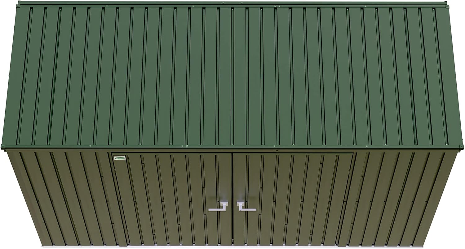 Scotts 10' x 4' Garden Storage Shed Outdoor Lockable Water-Resistant Steel Building with Tool Hanger and Pent Roof, Green