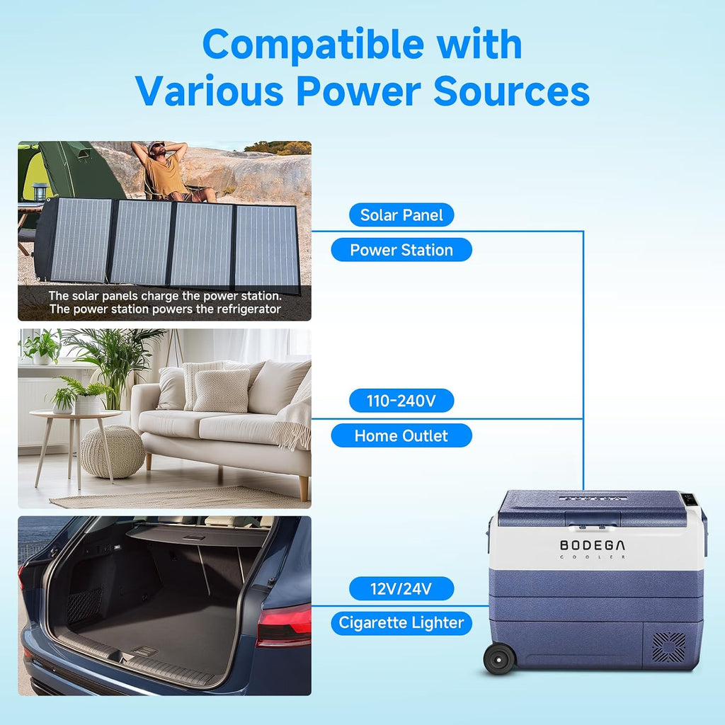 BODEGA COOLER 12 Volt Car Refrigerator,64 Quart Portable Fridge Cooler APP Control,-4℉-68℉ 60L Dual Zone Car Freezer Cooler, 12/24V DC and 100-240V AC for Camping,Travel,RV,Boat,Van,Road Trip