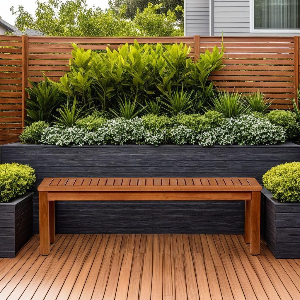 Amazonia Aster Backless Patio Eucalyptus Wood | Ideal for Outdoors and Indoors, 53', Brown Bench