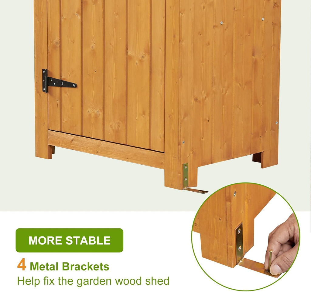 GAOMON Outdoor Wooden Storage Shed, Garden Wood Tool Cabinet, Solid Sheds & Outdoor Storage Clearance, Waterproof Sheds with Shelf and Locking Latch for Backyard, Hallway, Patio (Natural)