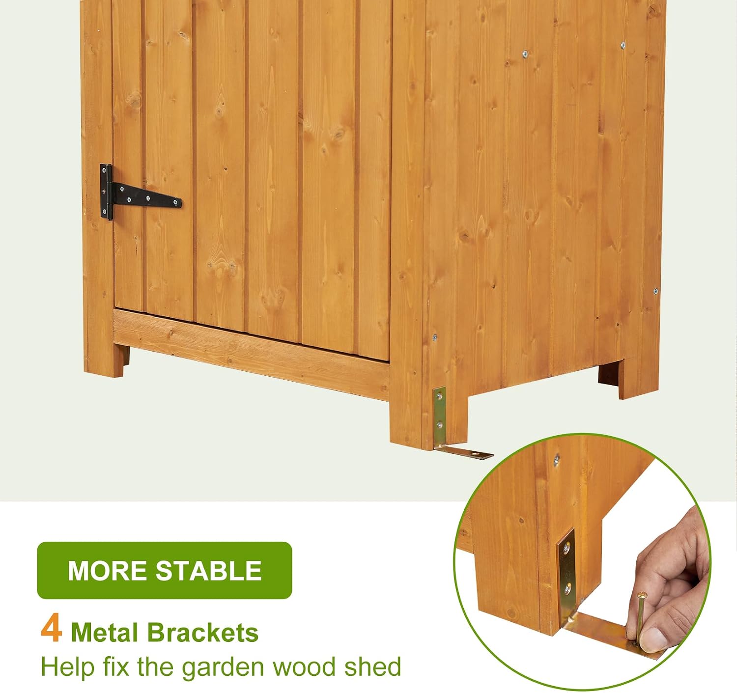GAOMON Outdoor Wooden Storage Shed, Garden Wood Tool Cabinet, Solid Sheds & Outdoor Storage Clearance, Waterproof Sheds with Shelf and Locking Latch for Backyard, Hallway, Patio (Natural)