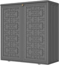 Mrosaa Storage Box Outdoor Caninet,Resin Indoor Storage Box Waterproof Outdoor Storage Cabinets for Patio/Garden/Backyard, Size 34.3''L*15''W*36.2''H(Grey)
