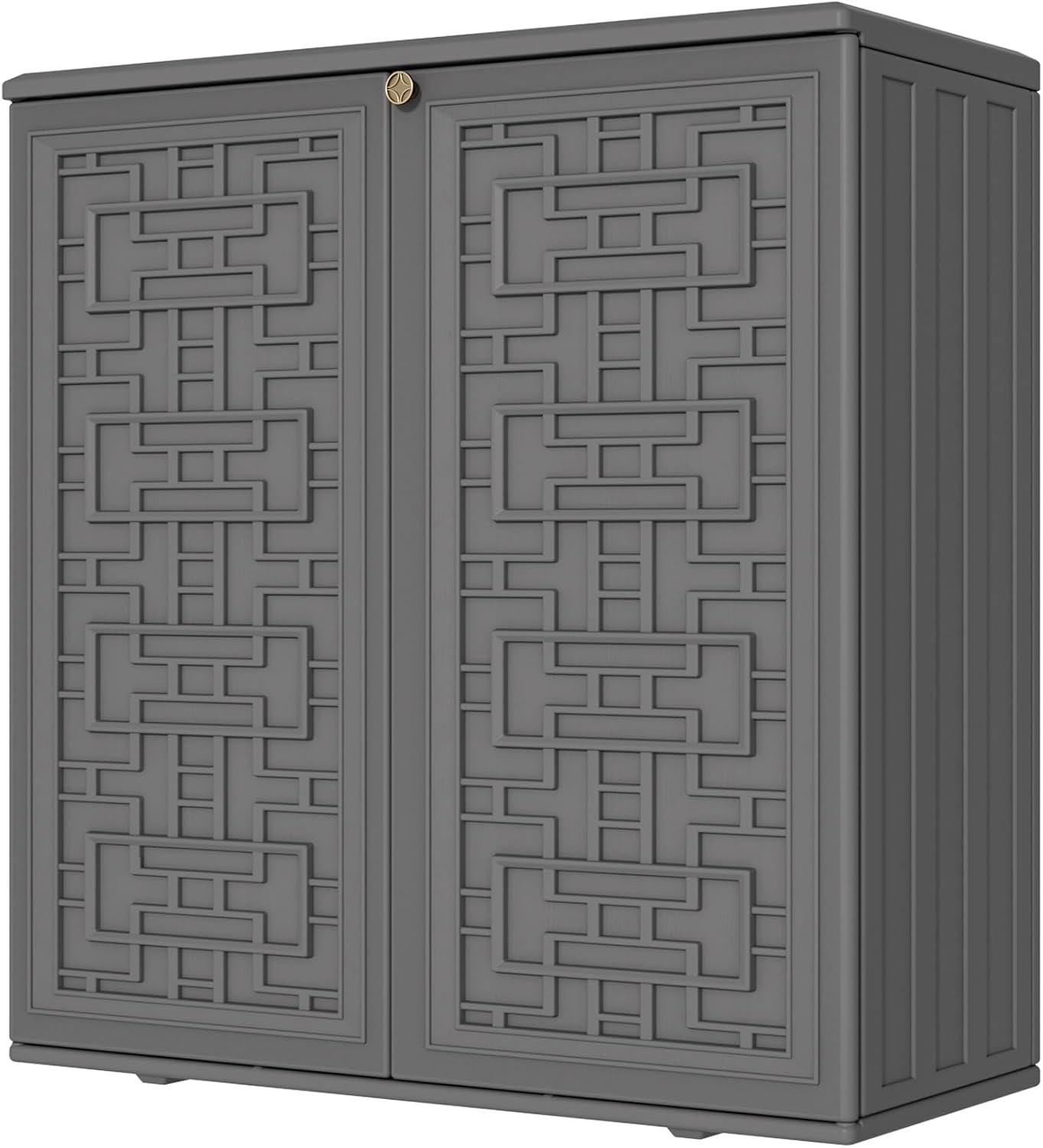 Mrosaa Storage Box Outdoor Caninet,Resin Indoor Storage Box Waterproof Outdoor Storage Cabinets for Patio/Garden/Backyard, Size 34.3''L*15''W*36.2''H(Grey)