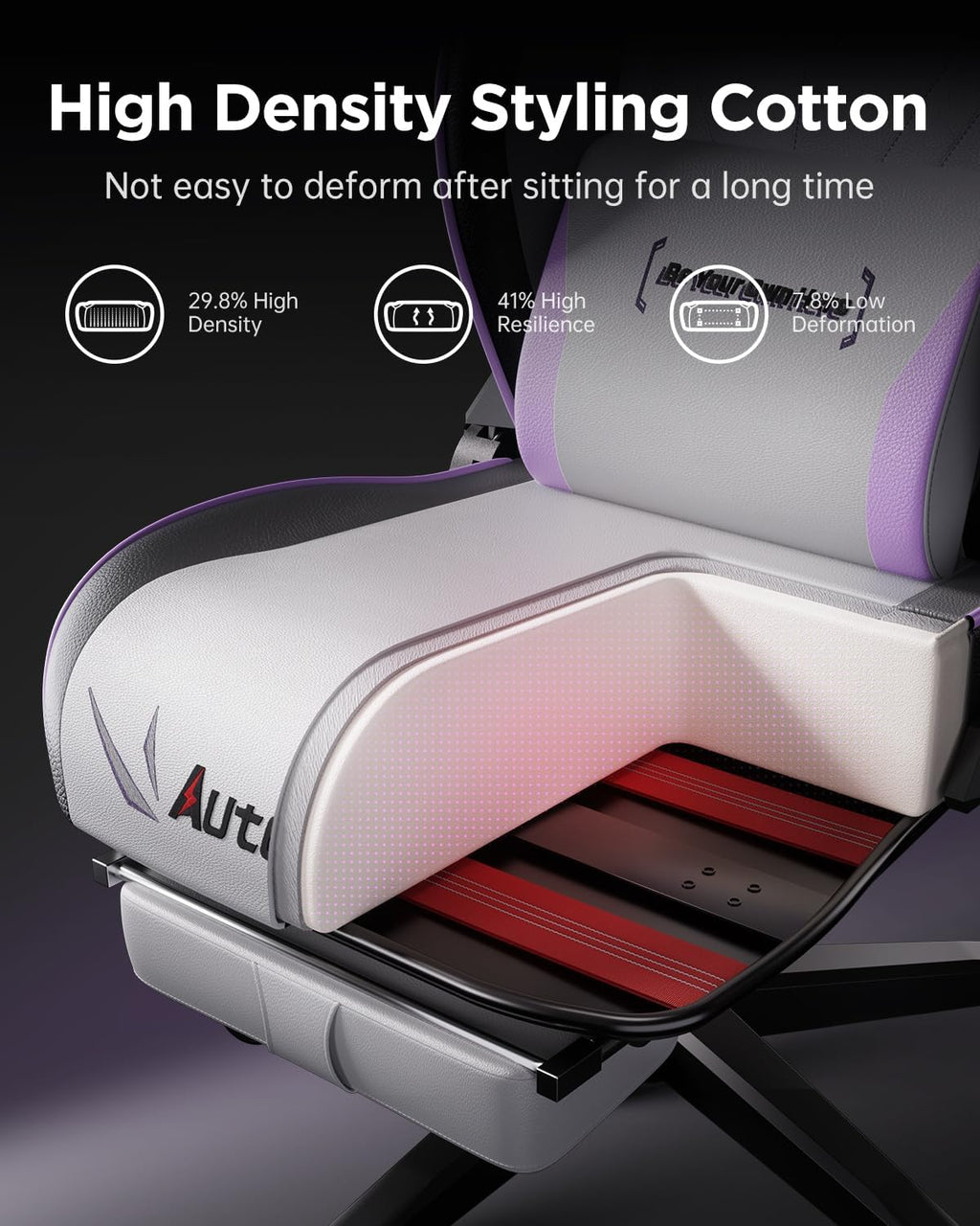 AutoFull C3 Gaming Chair, Ergonomic Wingless Cushion Computer Chair,PU Leather Racing Style Office Chair with Lumbar Support Pillow and Footrest,White