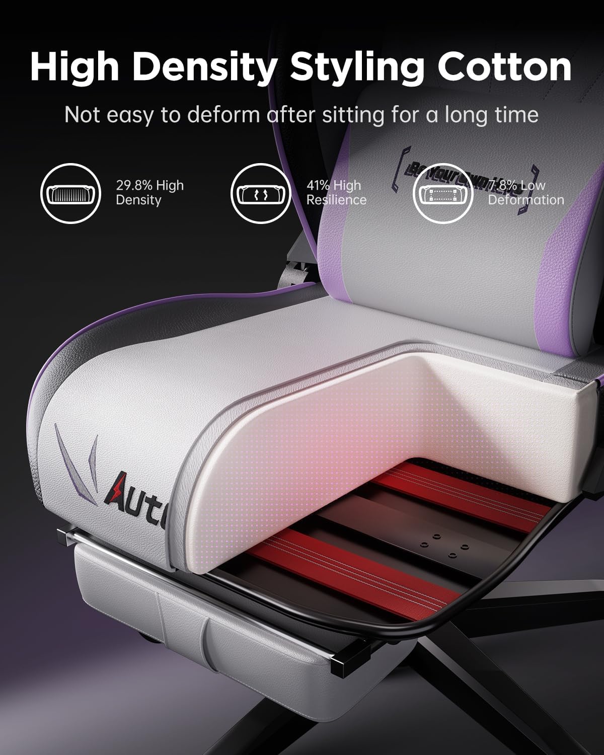 AutoFull C3 Gaming Chair, Ergonomic Wingless Cushion Computer Chair,PU Leather Racing Style Office Chair with Lumbar Support Pillow and Footrest,White