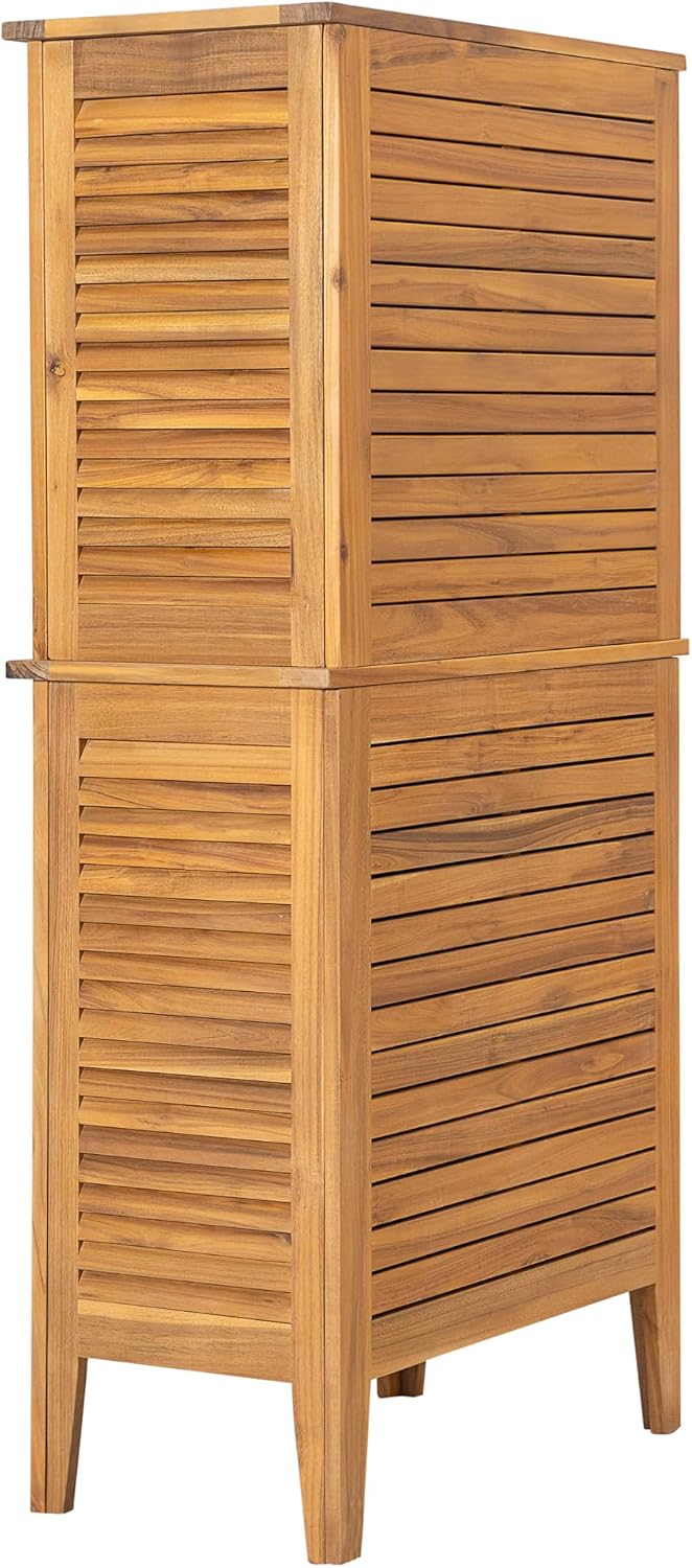 Christopher Knight Home Dessa Outdoor Cabinet, Acacia Wood Storage Cabinet, Garden Stool Shed with 4 Shelves, Tools Organizer with 2 Doors for Backyard Garden Balcony, 61.80' Tall Storage Shed, Teak