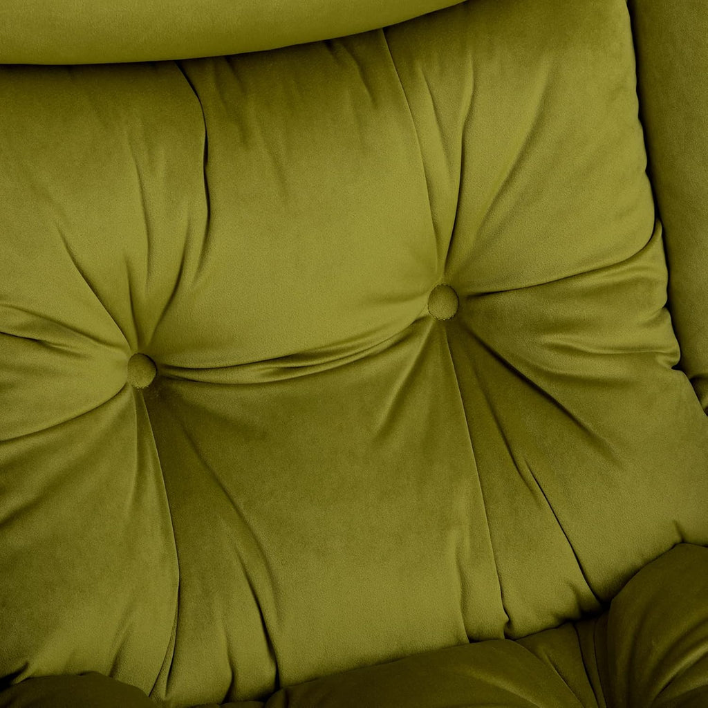 HollyHOME Lazy Chair with Armrest and Side Pocket, Comfy Accent Lounge Chair,Leisure Sofa Armchair for Living Room, Bedroom, Dorm, or Small Spaces, Oversized Reading Sofa Chair,Velvet Olive Green