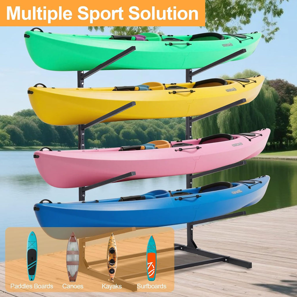 Kayak Storage Rack, Adjustable Kayak SUP Stand, Weatherproof and Heavy Duty Surfboard Storage Rack, Hold up Kayaks, SUPs, Paddleboards, Canoes