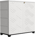 KINYING Outdoor Storage Cabinet Waterproof, 60 Gallon Resin Outdoor Storage Shed for Patio/Garden/Backyard, Outdoor Storage Box for Cushions,Garden Tools and Pool Supplies(White with 1 Shelving)