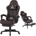 Gaming Chair, 400 lbs Adult Chair, High Back Computer Chair with Footrest and Linked Armrests, Office Video Game Chair with Lumbar Support (Brown)