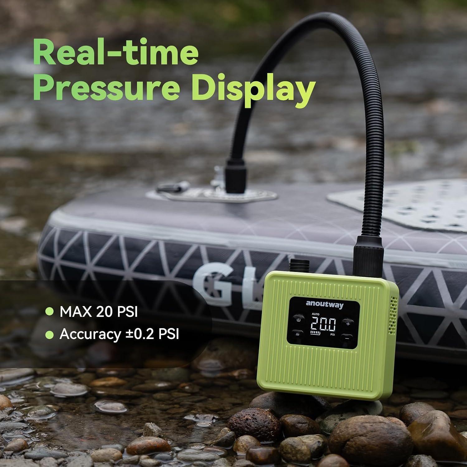 Super Mini SUP Pump Electric Paddle Board Pump, 20PSI SUP Rechargeable Pump with Brushless Motor, Dual Stage Inflation & Deflation, Auto-Off for Paddle Boards, Boats, Kayaks