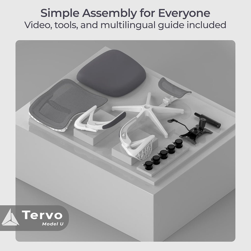 Tervo Model U | Folding Office Chair for Small Spaces | Ergonomic Design with High Rebound Mesh | Computer Desk Chair for Gaming | For Adults & Kids | Foldable & Compact with Flip Up Arms