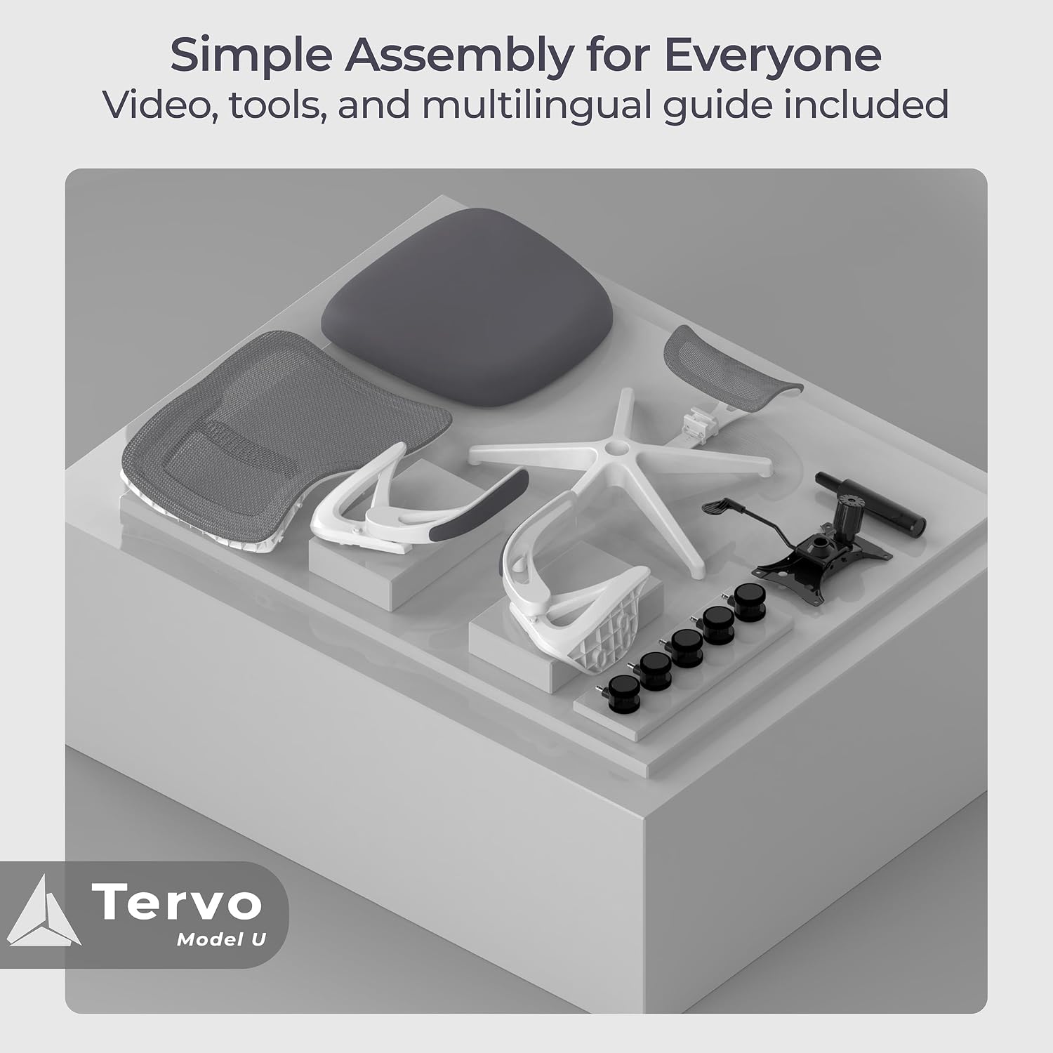 Tervo Model U | Folding Office Chair for Small Spaces | Ergonomic Design with High Rebound Mesh | Computer Desk Chair for Gaming | For Adults & Kids | Foldable & Compact with Flip Up Arms