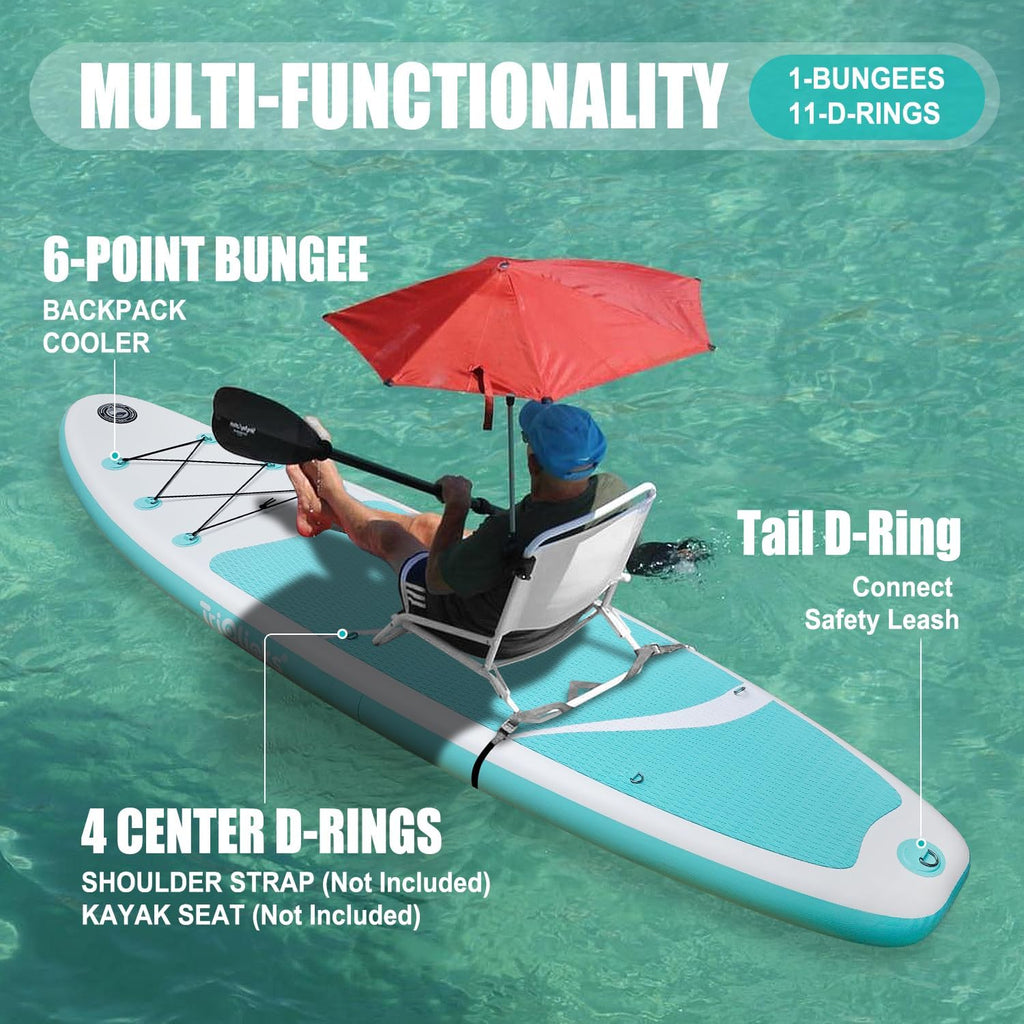 Triclicks Inflatable Stand Up Paddle Board 10ft Surfing Board Kit for Adults, Premium SUP Complete Kit with Adjustable Paddle Hand Pump Fin Leash Backpack