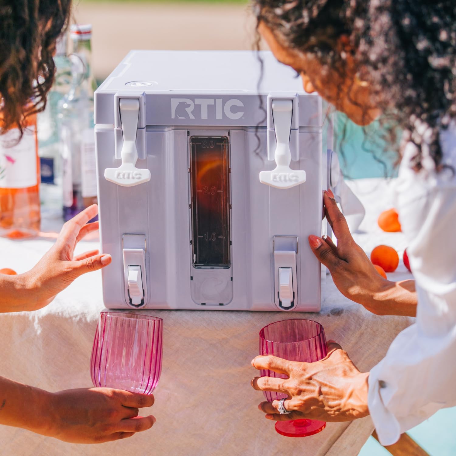 RTIC Halftime Water Cooler Portable Carrier Container, Drink Beverage Dispenser, Stackable with 2 Taps, Bottleless, BPA-Free, for Sports, Camping, BBQ, Parties, Picnic, & More, Dusty Lilac