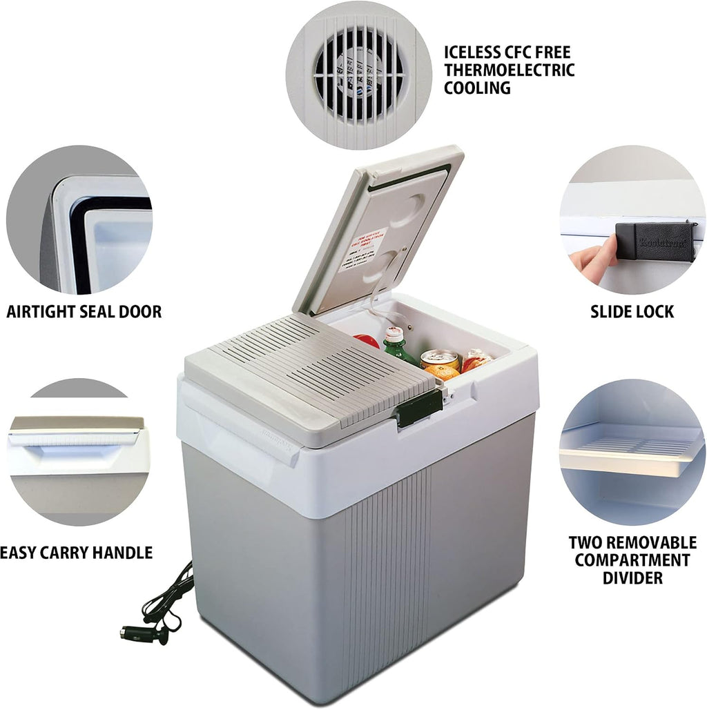 Koolatron 12V Iceless Cooler & Warmer – Portable 33 qt Electric Cooler/Nevera Portátil Eléctrica for Car Truck Camper Boat Hard Sided Mini Fridge for Camping Picnic Travel Lunch Food Drinks Office