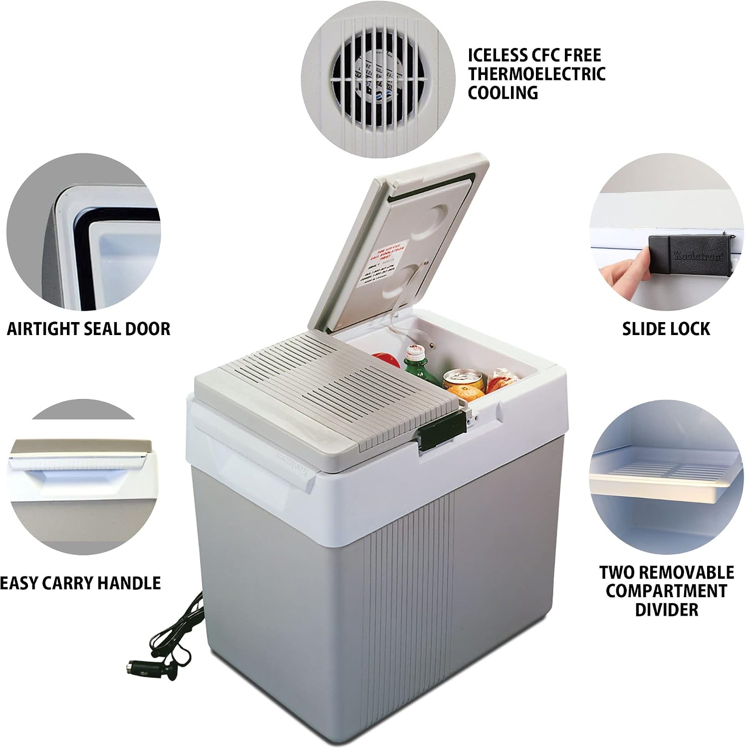 Koolatron 12V Iceless Cooler & Warmer – Portable 33 qt Electric Cooler/Nevera Portátil Eléctrica for Car Truck Camper Boat Hard Sided Mini Fridge for Camping Picnic Travel Lunch Food Drinks Office