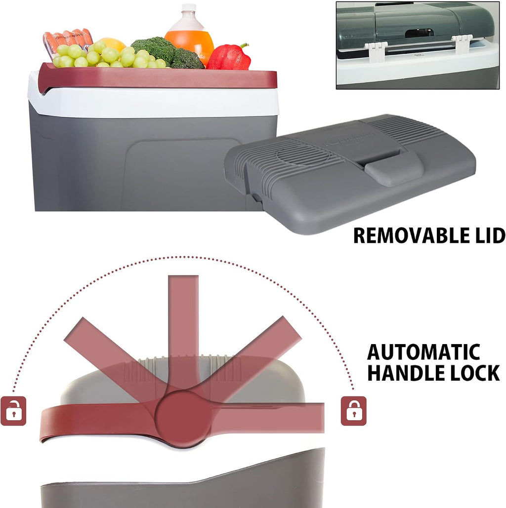 Koolatron 12V Iceless Cooler & Warmer – Portable 26 qt Electric Cooler/Nevera Portátil Eléctrica for Car Truck Camper Boat Hard Sided Mini Fridge for Camping Picnic Travel Lunch Food Drinks Office