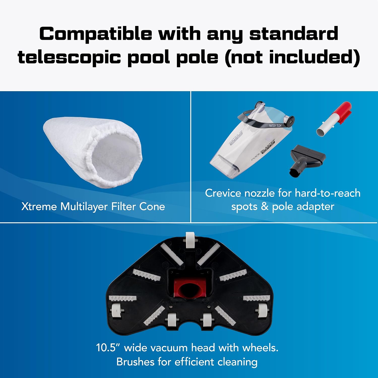 POOL BLASTER Pulse XL 350 American-Engineered Cordless Pool Vacuum with Auto-Start Sensor – Hoseless Vac with XL Debris Chamber for Inground, Above Ground Swimming Pools - 10.5' Head & 60 Min Runtime