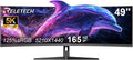 49 inch Ultra-Wide Curved Gaming Monitor 165Hz, 5K (5120×1440) Resolution,1500R 1ms Fast Response, FreeSync, 125% sRGB HDR Color Display, 2*HDMI & 2*DP, VESA Mount Compatible (R49BVR Raptor)