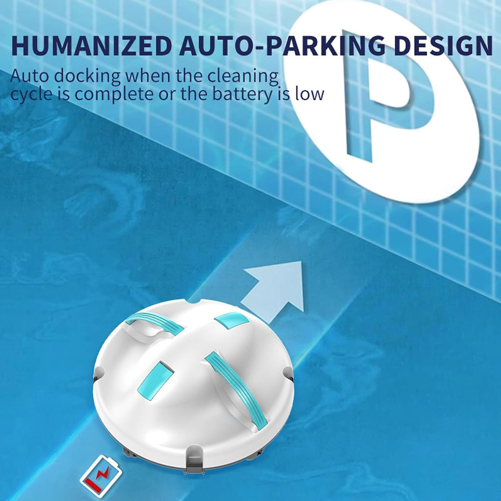Cordless Automatic Pool Cleaning Robot, Dual Motor Pool Cleaning Vacuum, 5200mAh Battery Self-Parking