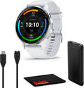 Garmin Venu 3 Advanced Fitness and Health Tracker GPS Smartwatch, 14 Days Battery Life with Silver Stainless Steel Bezel and 45mm Whitestone Case & Silicone Band 1.4 Inch AMOLED Touch Screen Display