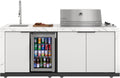 KoolMore Reserve 83 in. Outdoor Kitchen Suite with White Stone Counters and Sides, 4-Burner Grill, Stainless Steel Sink and Faucet