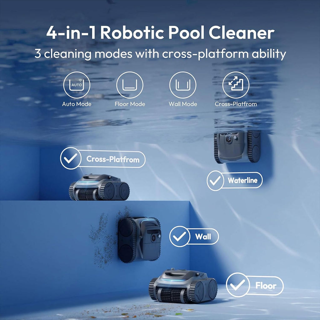 Bubot 700 Cordless Pool Vacuum for Inground & Above Ground Pools, 210-Min Runtime, Wall/Waterline/Floor Cleaning, Robotic Pool Cleaner with Superior Suction, APP Control, Smart Navigation (Space Grey)