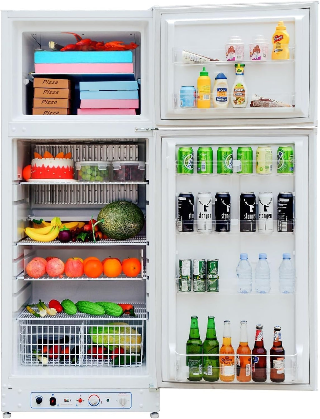 Smad Propane Refrigerator, Off Grid Propane Refrigerator with Freezer 13.4 cu.ft, Propane Fridge Powered 110V/LPG with Top Freezer, for Off Grid,Garage, RV,Food Truck,Cottages,Chalets Use