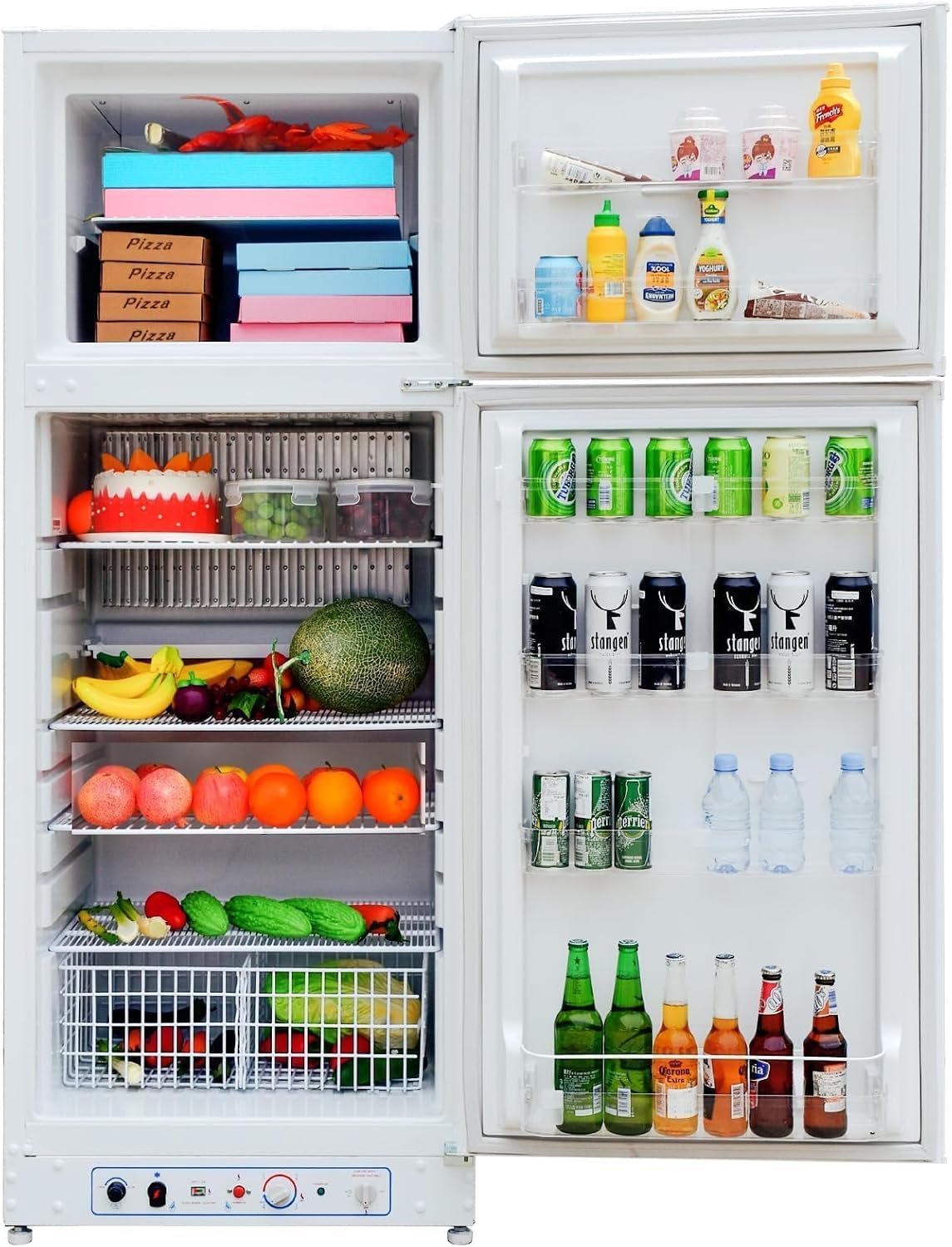 Smad Propane Refrigerator, Off Grid Propane Refrigerator with Freezer 13.4 cu.ft, Propane Fridge Powered 110V/LPG with Top Freezer, for Off Grid,Garage, RV,Food Truck,Cottages,Chalets Use