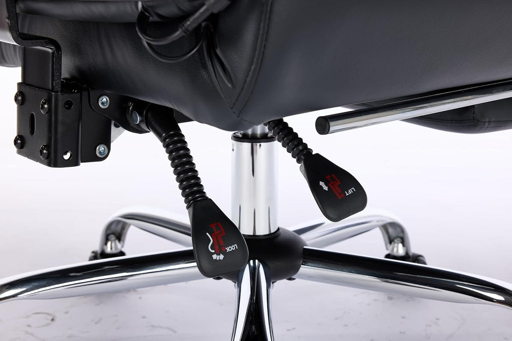 DYHOME Black Leather Office Chair,Criss Cross Office Chair with Massage and Footrest, Heavy Duty Desk Chair Swivel Ergonomic Computer Gaming Chairs with Lumbar Support, Wheels Flip-up Arms Adjustable