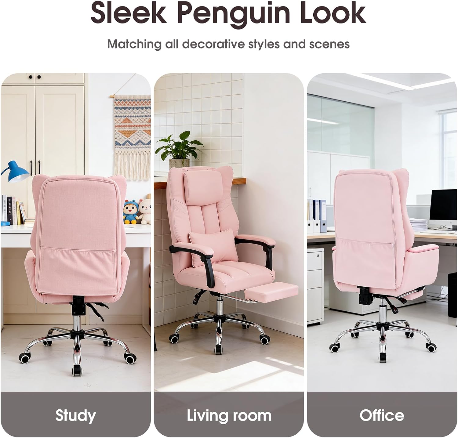 Criss Cross High Back Office Chair with Foot Rest, Ergonomic Cross Legged Desk Chair with Resivable Armrest, Comfortable Reclining 155°Swivel Chair for Home Office, Computer and Entertainment,(Pink)