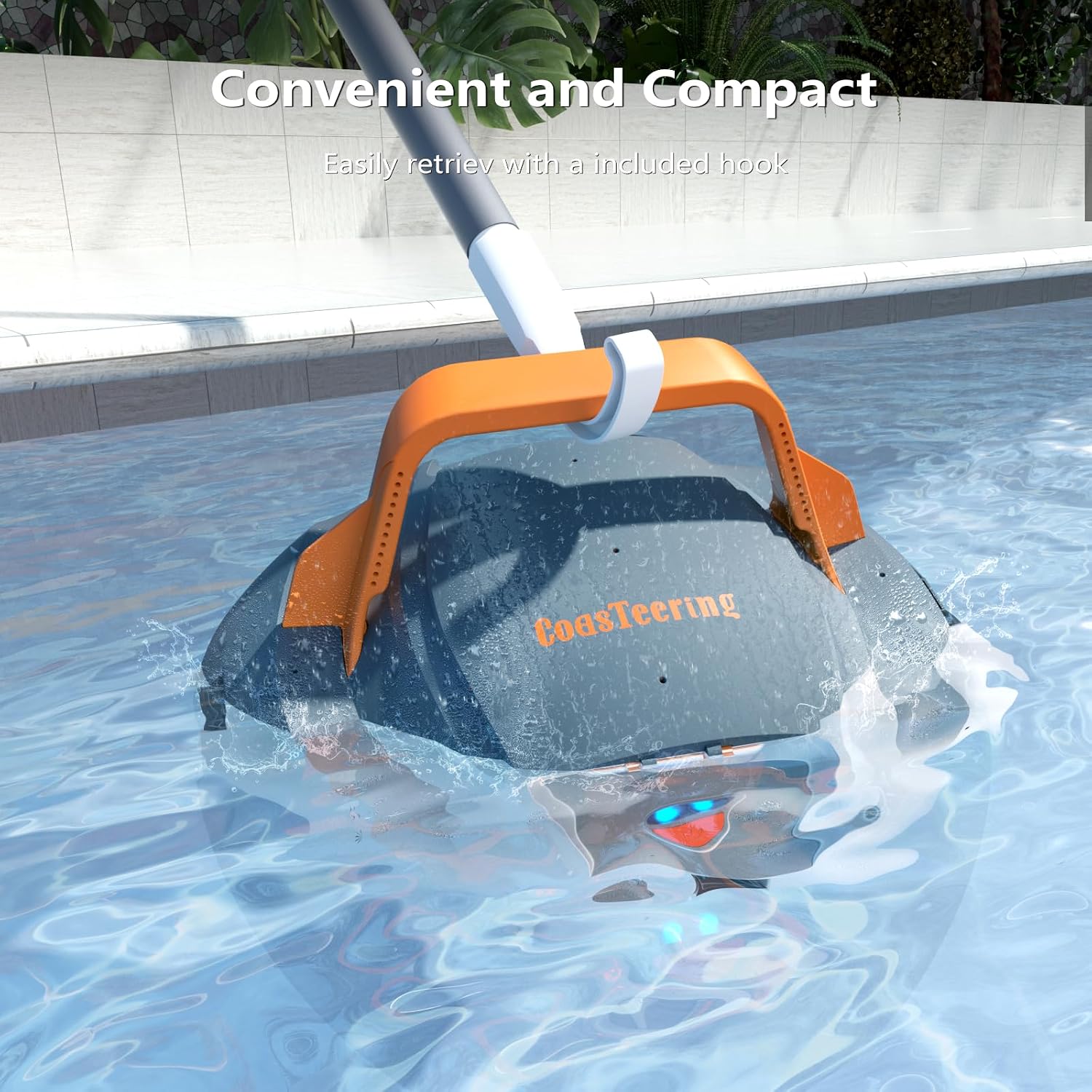 Planet Robotic Pool Cleaner, Cordless Pool Vacuum Robot with 100 Mins Runtime, Fast Charging, Powerful Suction, Self-Parking, Ideal for Above Ground Pools, Blue Grey