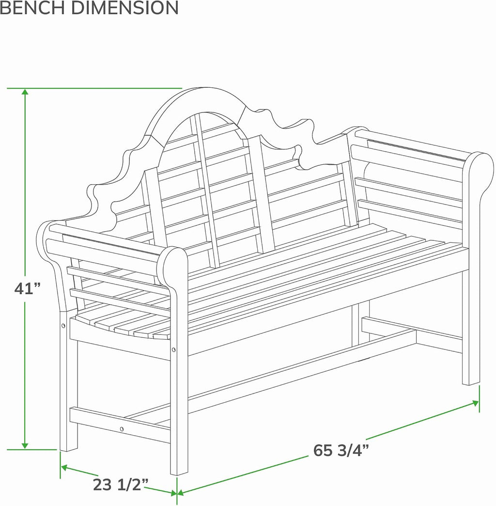 Cambridge Casual Lutyens Teak Wood Garden Bench 5-Foot – Wooden Outdoor Bench for Patio, Porch, Lawn, Backyard – Weather-Resistant Seating for Entryway or Deck