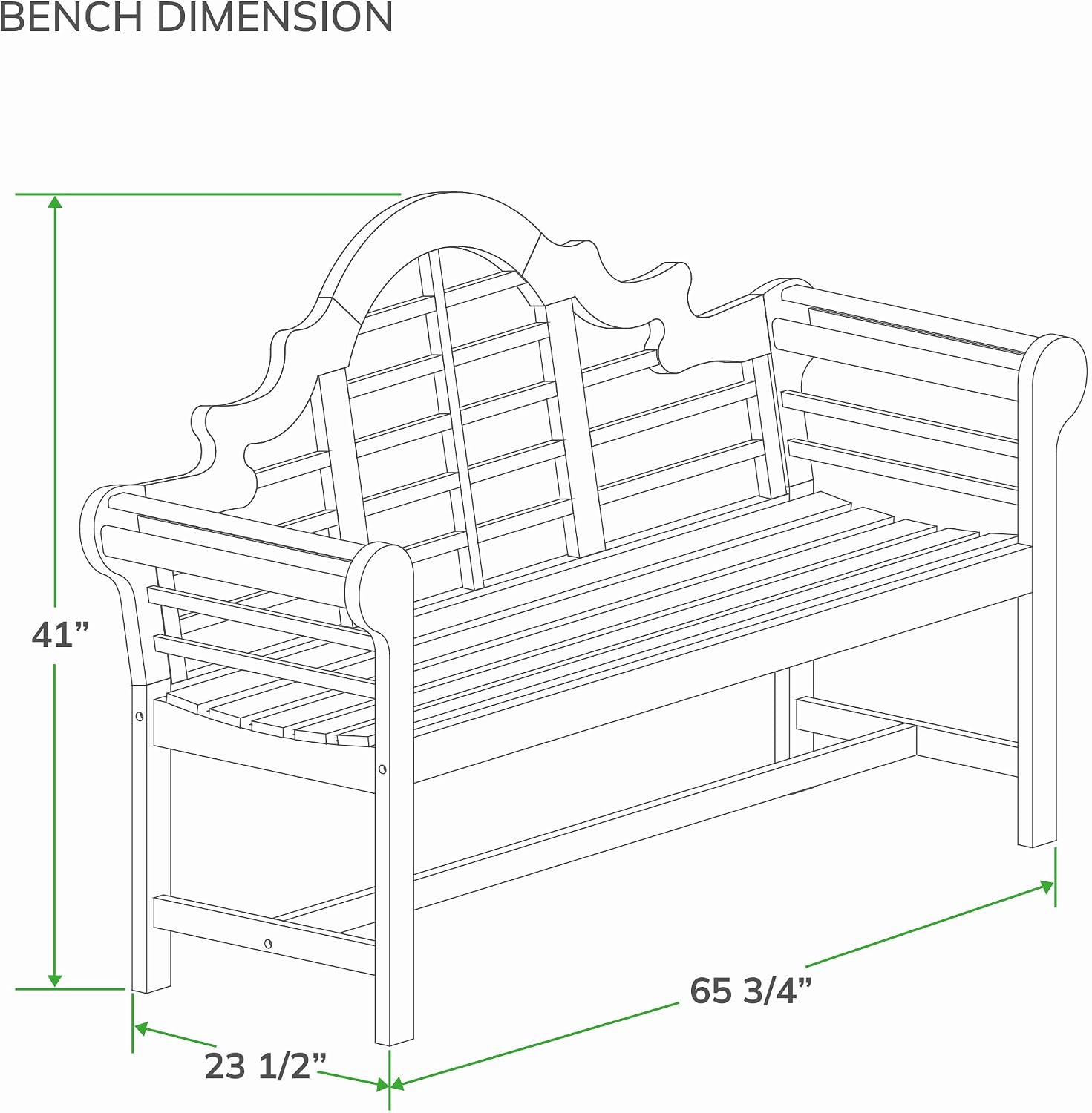 Cambridge Casual Lutyens Teak Wood Garden Bench 5-Foot – Wooden Outdoor Bench for Patio, Porch, Lawn, Backyard – Weather-Resistant Seating for Entryway or Deck