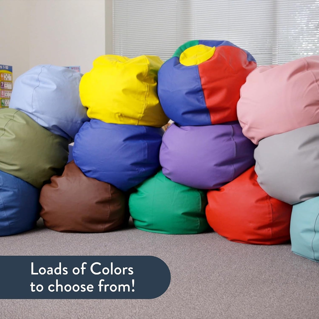 Children's Factory 26' Round Bean Bag, Bean Bag Chair with Water-Resistant Cover for Kids, Flexible Seating for Classroom Elementary, Easy to Clean, Aqua