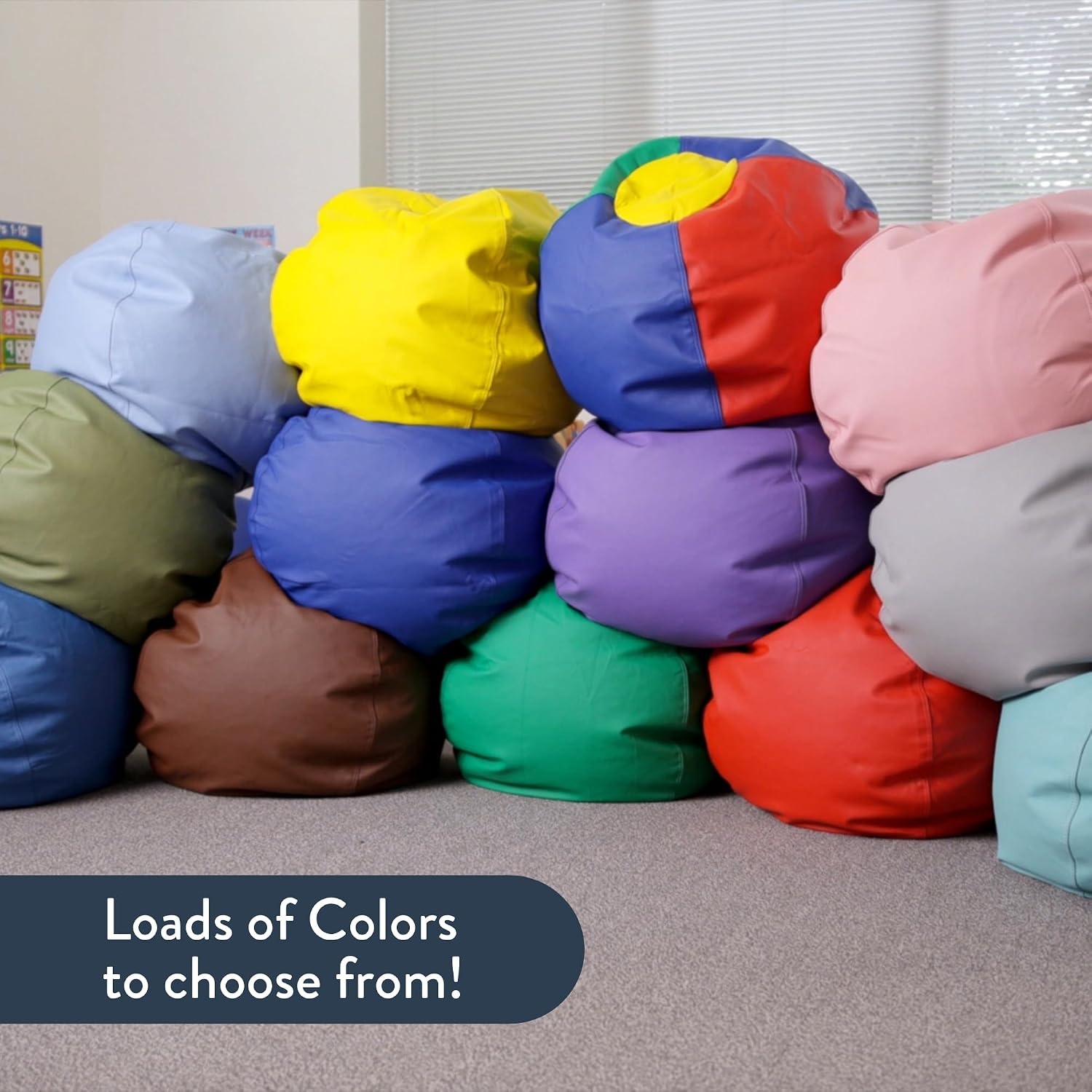 Children's Factory 26' Round Bean Bag, Bean Bag Chair with Water-Resistant Cover for Kids, Flexible Seating for Classroom Elementary, Easy to Clean, Aqua