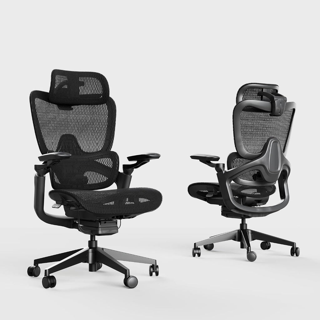 Ergonomic Office Chair, Big and Tall Home Desk Chair with Adjustable 3D Lumbar Support, 5D Armrest, 4D armrests, Mesh Computer Chair,90-130°Tilt, Model Zen (All Black)